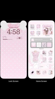 an iphone case with pink and white polka dots on the front, and back side