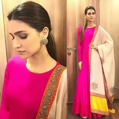 Pink Anarkali Suits, Contrast Dupatta, Pink Anarkali, Indian Designer Suits, Salwar Kamiz, Indian Gowns Dresses, Indian Woman, Think Pink, Party Kleidung