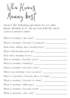 a mother's day question card with the words, we know mommy best