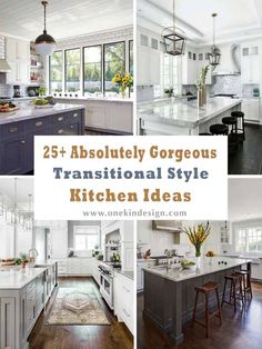 some white and blue kitchen cabinets with the words 25 absolutely gorgeous traditional style kitchen ideas