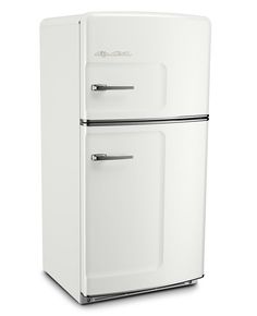 an old fashioned white refrigerator on a white background