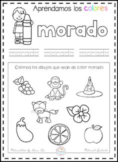 the spanish language worksheet for children to learn how to read and color with pictures