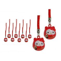 hello kitty luggage tags and lanyards set with red bow tie, 6 pieces