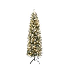 a white christmas tree with lights on it