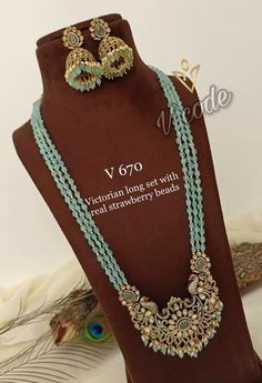 Long Beaded Antique Stone Long Kundan Necklace, Long Mala , Pearl Long Necklace, Long Pendant Necklace - Etsy UK Pearl Haram Designs Gold, Beeds Chain Designs, Pearls Jewelry Indian, Long Necklace Designs, Long Kundan Necklace, Mala Design, Necklace Set Indian Bridal Jewelry, Indian Brides Jewelry, Gold Haram Designs