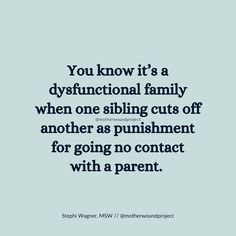 the quote you know it's a dysfunctional family when one sibling cuts off another as punismment for going no contact with a parent