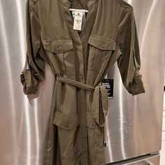 Express - Army Green Shirt Dress, New With Tags, Never Worn Khaki V-neck Dress With Pockets, Casual Dress With 3/4 Roll-up Sleeves, Casual Dresses With 3/4 Roll-up Sleeves, Casual Dresses With Roll-up Sleeves For Fall, Casual Dress With Roll-up 3/4 Sleeves, Casual Dresses With Roll-up 3/4 Sleeves, Casual Midi Dress With Roll-up Sleeves, Fitted Dresses With Roll-up Sleeves For Fall, Fitted Khaki Shirt Dress Casual