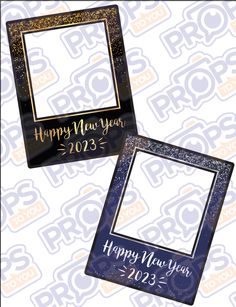 two new year's photo frames with the words happy new year on them