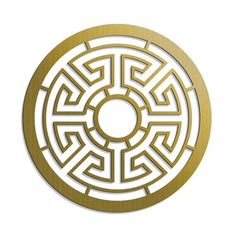 a gold and white circular design on a white background