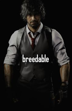 a man wearing a vest and tie with the words bredable on it