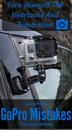 an advertisement for gopro's travel video camera on the windshield of a car