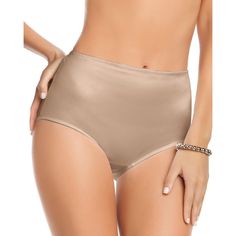 A classic style brief with a twist! This panty features a front panel of our signature PowerSlim® firm compression fabric to flatten your tummy. A ruched seam in the back offers a light, natural butt-lifting effect. The outside of this panty has a satin finish for a luxurious look. It's high-waisted, hitting right at the belly button, and high-leg style at the bottom. Leonisa designs with a woman’s curves in mind. Hailing from Latin America, the brand is dedicated to helping women feel confident Classic Stretch Bottoms With Contoured Waistband, Elegant Compressive Bottoms With Soft Touch, Elegant Compressive Bottoms With Contoured Waistband, Beige Full Coverage Smoothing Bottoms, Classic Brief Bottoms In Elastane, Classic Elastane Brief Bottoms, Elegant Solid Bottoms With Contoured Waistband, Beige Smoothing Full Coverage Bottoms, Elegant Shapewear With Moderate Coverage