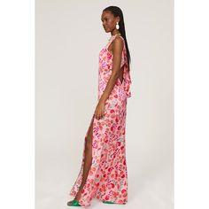 Pink floral satin (100% Silk). Lining (96% Polyester, 4% Spandex). Shift. Sleeveless. Asymmetric. Back zipper closure. See size and fit notes for length measurements. Imported. Main Character Energy, Floral Gown, Asymmetrical Neckline, Rent The Runway, Closet Designs, Main Character, Measurement Length, Thigh Highs, Silk Dress