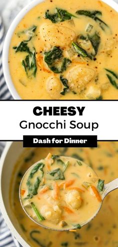 cheesy gnocchi soup with spinach and carrots