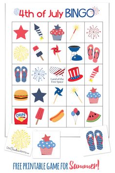 the 4th of july printable game for kids to play with fireworks and flip flops