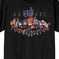 a black t - shirt with an image of the characters from naruta on it