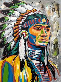 Native American - Paint by numbers Cultural Traditions, Native American Warrior, Native American Chief, Native American Men, American Paint, Indigenous Tribes, Indian Painting, Majestic Mountains, On Horseback