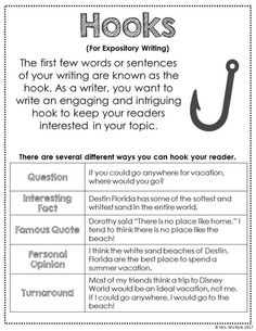 the hooks worksheet for elementary students to practice reading and writing with their own words