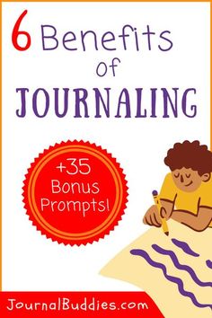 a book cover with the title 6 benefits of journaling and writing for kids to use