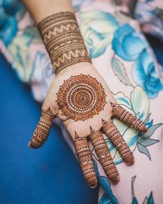 a woman's hand with hennap on it, showing the intricate design