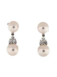 Tiffany & Co. Earring Size: One Size Jewelry - used. 100% Platinum (PT950) | Tiffany & Co. Earring: White Jewelry Tiffany And Co Earrings, Tiffany And Co Jewelry, Tiffany And Co, White Jewelry, Cultured Pearls, Tiffany & Co., Platinum, Women Handbags, Diamonds