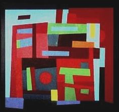 an abstract painting with different colors and shapes