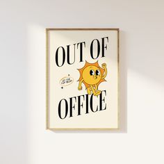 A fun, retro OUT OF OFFICE print ft. a cute retro sunshine mascot! Add some fun to your office space! -WHY DO YOU NEED THIS PRINT?- Prints and posters are a fantastic, affordable way to update your home interior. Dramatically change the whole vibe of the room, in a quick and affordable way! Stay on trend, change with the seasons, show your personality and have fun. Mix and match prints by creating a gallery wall, go big and bold and make a statement with one of my larger sizes, or stay small and Retro Office Aesthetic, Out Of Office Sign, Retro Home Office, Retro Office Decor, Retro Mascot, Home Office Wall Art, Sunshine Art, Retro Office, Aesthetic Poster