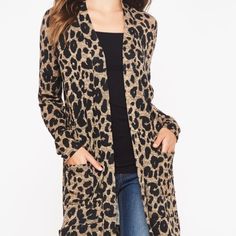 Beeson River Boutique Price Is Firm....No Offers Please....Thanks Mocha/Black Also Have Listed In Gray/Black And Brown/Black Animal Print Long Cardigan - Open Front - No Closure - Dropped Shoulder - Long Sleeves - Pockets - Side Slits - Non-Sheer. Knit This Plus Size Cardigan Is Made With Medium/Heavy Weight Sweater Leopard Print Knit Poly/Spandex Fabric Regular Sm Md Lg Xl Xxl Plus Size 1x 2x 3x New Fashion Statement Of The Year 96% Poly 4% Spandex This Is Stunning.........More So In Person Lim Animal Print Sweater, Leopard Cardigan, Leopard Print Cardigan, Leopard Print Sweater, Plus Size Cardigans, Fall Clothes, Print Sweater, Lightweight Cardigan, Printed Cardigan