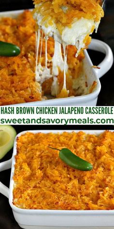 Hashbrown Chicken Jalapeño Casserole is loaded with spicy jalapeñossweet corntender chickenlots of cheese and topped with a thick layer of hash browns. Chicken Jalapeno Casserole, Jalapeño Casserole, Jalapeno Casserole, Savory Bakes, Chicken Jalapeno, Brown Chicken, Chicken Casseroles, Chicken Tonight, Meatball Bake