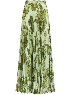 green georgette maxi Berry print fully pleated high waist side zip fastening long length Spring Green Pleated Maxi Skirt, Elegant Green Wide Leg Maxi Skirt, Chic Green Flowy Pleated Skirt, Green Long Pleated Skirt For Spring, Green Floral Print Maxi Skirt, Elegant Green Pleated Maxi Skirt, Chic Green Pleated Maxi Skirt, Green Evening Maxi Skirt For Summer, Green Accordion Pleats Skirt For Spring