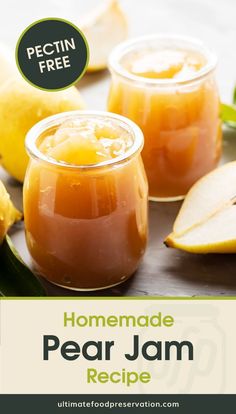 homemade pear jam recipe with text overlay