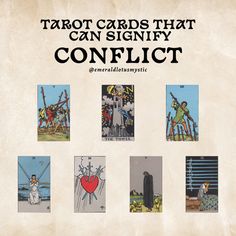 the tarot cards that can signify conflict are on display in this book cover