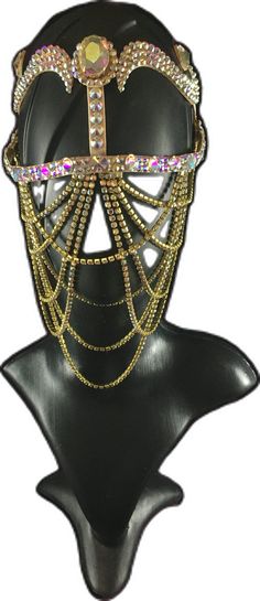 Glamorous Gold Body Chain For Festivals, Glamorous Gold Waist Chain For Party, Gold Jewelry For Costume Party, Gold Metal Jewelry For Costume Party, Gold Body Jewelry With Adjustable Chain For Festivals, Gold Rhinestone Festival Jewelry, Gold Rhinestone Headpieces For Party, Gold Jeweled Body Jewelry For Party, Gold Body Chain With Adjustable Chain For Party