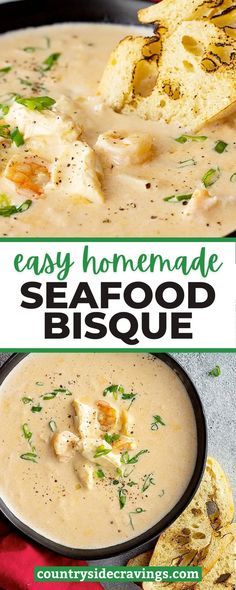 this easy homemade seafood bisque is the perfect way to use up leftover soup