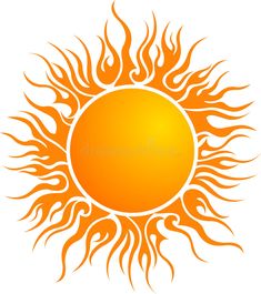 an orange sun with flames in the middle royalty images and clippings on white background