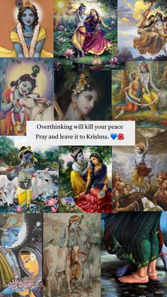 an image of hindu paintings with words on the bottom and bottom corner, including images of deities