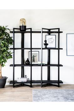 Black Wood 4-Shelf Bookcase | Eleonora Eddy High | dutchfurniture.com 4 Shelf Bookcase, Dutch Furniture, Open Bookcase, Interior Concept, Interior Trend, Menu Furniture, Black Wood, Metallic Paint, Luxury Furniture