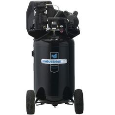 an industrial air compressor is shown with wheels