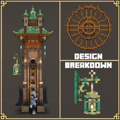 an image of a clock tower made out of pixelons and some sort of materials