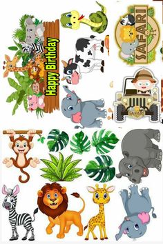 various animals and plants are grouped together in this set, including zebras, giraffes, elephants, lions, and more