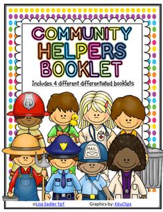 the community helpers booklet includes 4 different differentiated booklets for students to use in their classroom