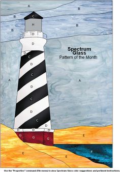 a drawing of a lighthouse with the words spectum glass written on it