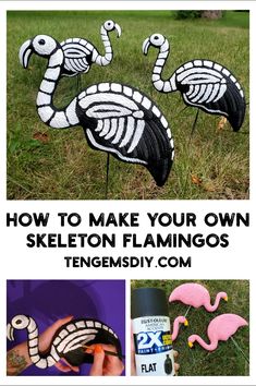 how to make your own skeleton flamingos with this easy and fun project for kids