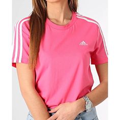 Adidas Women's Pink T-Shirt Nwt Classic Tee From Adidas! Hot Pink In Color. Could Be A Streetwear Piece Or Workout Shirt. 100% Cotton. Size Xs Adidas T-shirt With Three Stripes For Spring, Trendy Adidas T-shirt For Spring, Striped Short Sleeve T-shirt For Spring, Pink Adidas Cotton T-shirt, Pink Adidas Crew Neck Top, Adidas Spring Crew Neck T-shirt, Adidas Crew Neck T-shirt For Spring, Adidas Trendy T-shirt For Spring, Adidas Pink Short Sleeve T-shirt