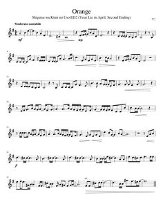 sheet music with the words orange written on it