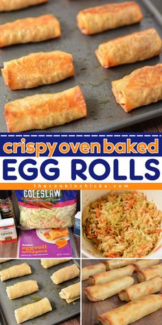 These Oven Baked Crispy Egg Rolls are a must-try appetizer dish. It's tasty, savory, and a healthy option too! It is made by filling an egg roll wrapper with coleslaw mix and seasonings, then baking in the oven until crispy and golden brown. This is perfect for your easy New Year appetizers or even bringing it as a snack for your Super Bowl party food ideas! New Year Appetizers, Baked Egg Rolls, Super Bowl Party Food Ideas, Egg Roll Wrapper, Oven Baked Eggs, Super Bowl Party Food, New Years Appetizers, Crispy Egg, Bowl Party Food