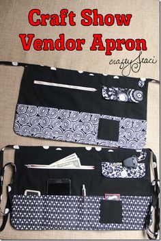 the craft show vendor apron is made from fabric and has multiple pockets for items to carry