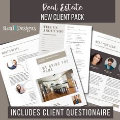 real estate new client pack includes client questions