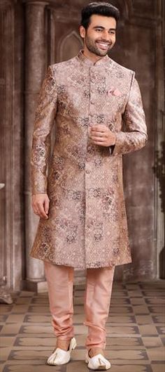 Pink and Majenta color Sherwani in Art Silk fabric with Printed work Luxury Pink Sherwani For Diwali, Luxury Pink Sherwani With Pallu, Multicolor Bandhgala With Intricate Embroidery For Wedding, Multicolor Wedding Bandhgala With Intricate Embroidery, Multicolor Sherwani With Dabka Work For Wedding, Wedding Sherwani With Intricate Embroidery In Multicolor, Wedding Multicolor Sherwani With Intricate Embroidery, Multicolor Embroidered Wedding Sherwani, Multicolor Straight Kurta Sherwani For Wedding