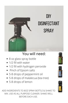 Essential Oil Cleaning Spray, Diy Disinfectant, Essential Oil Spray Recipes, Diy Room Spray, Homemade Cleaning Supplies, Essential Oils Young Living, Natural Cleaning Recipes, Essential Oil Spray